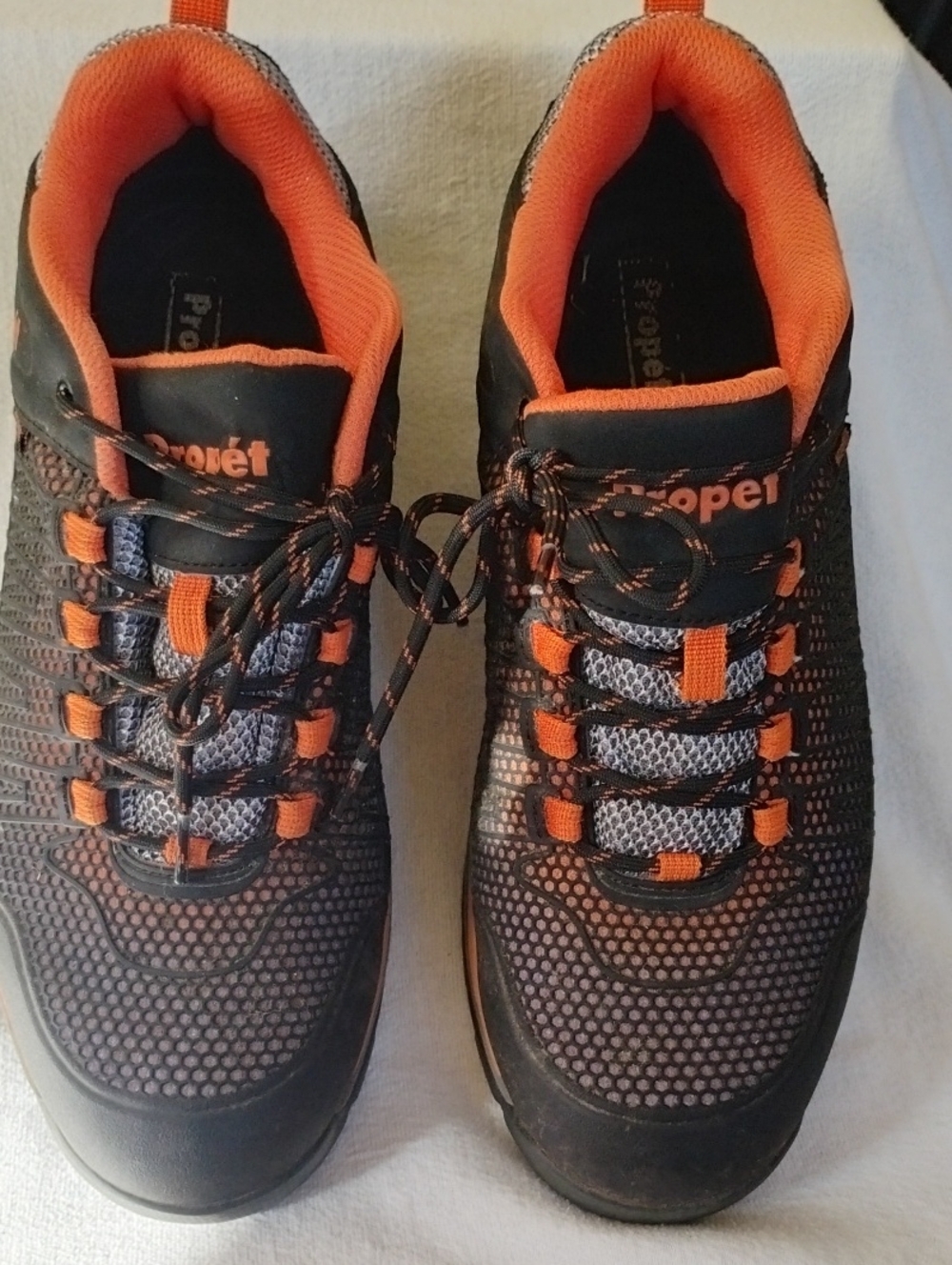 Propet Men's Vestrio Hiking Shoe Black with Orange Trim Waterproof Ortholite